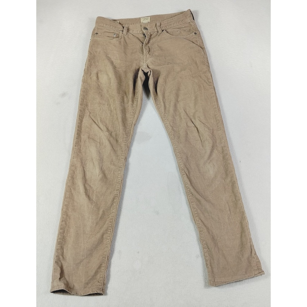 J.Crew 484 Corduroy Pants Mens 28 Beige Stretch Extra Slim Skinny Khakis Casual
